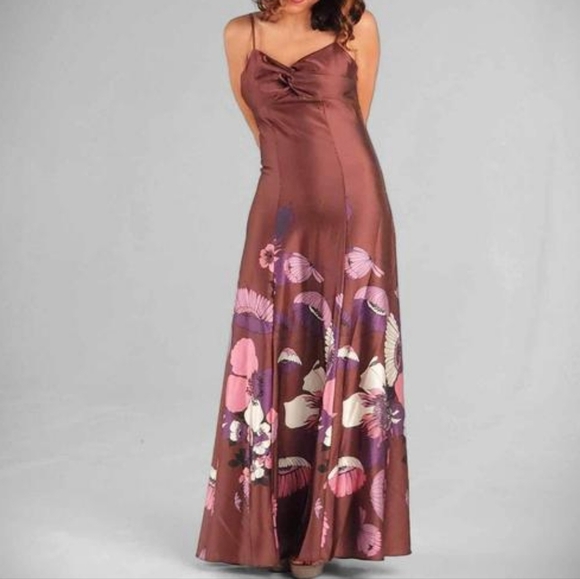 New Satin Floral Twist Front Maxi Dress - Picture 13 of 17